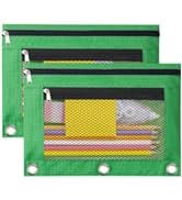 TOPWOOZU Pencil Pouch 3 Ring, Zipper Pencil Pouches Case Binder Cosmetic Bag 2 Pack