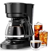 Kismile Compact Drip Coffee Maker with LED Display, Small Drip Coffee Machine Boasting Anti-Drip ...