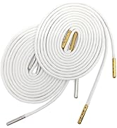 YJRVFINE 1/7" Thick Round Waxed Shoelaces with Metal Tips Dress String 2 Pair