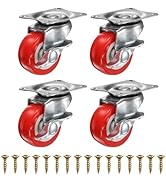 PATIKIL 1 Inch Caster Wheels, PVC Silent 360 Degree Swivel Plate Castors with Brake for Furniture...