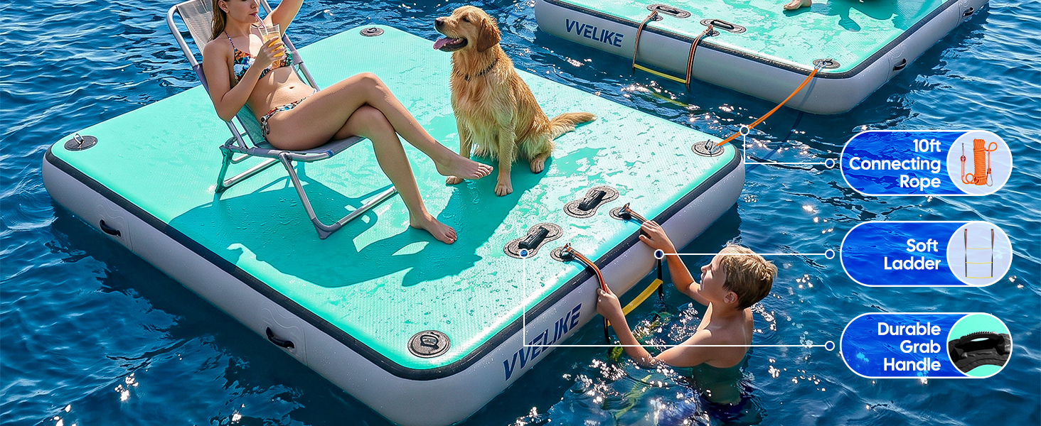 Inflatable Floating Dock, Floating Mat for Lake, Inflatable Dock Floating Deck Inflatable Platform