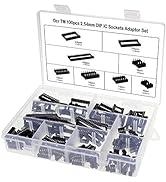 OCR 100Pcs 2.54mm Pitch Dual Row DIP IC Sockets Solder Type Adaptor Set, 6,8,14,16,18,24,28,40Pin...