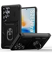 PASNEW Military Case for Samsung Galaxy S26 Ultra,360° Metal Ring Kickstand & Camera Slide Cover,...
