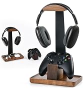 Damuzhi Headphone Stand with Gaming Controller Holder, Walnut Wood Headphone Stand with Gifts for...