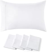 Bedsure Pillow Cases Standard Size Set of 4 - White Brushed Microfiber Pillowcases 4 Pack, Super ...