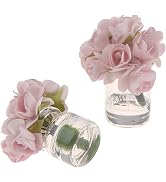 2Pcs Dollhouse Miniature Flowers with Glass Vase, 1:12 Scale, Creating Realistic Dollhouse Scenes...