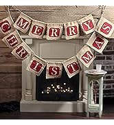 GOER MERRY CHRISTMAS Burlap Banners Garlands for Xmas Party Decoration Photo Prop (Classic)