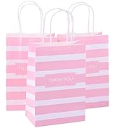 Ronvir 50Pcs Small Gift Bags with Thank You,5.25x3.25x8 Inch Kraft Paper Bags With Handles Bulk f...