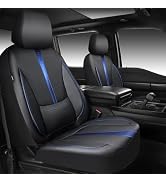 CAR PASS Nappa Leather Two Front Car Seat Covers, Water Resistant Faux PU Leather Seat Covers, 3D...