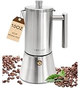 LRYYBTI Moka Pot Stainless Steel 6Cup /10 oz Stovetop Espresso Maker Cuban and Italian Coffee Mak...