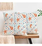 De-Mediocre Summer Pillow Covers Sea Coral Shells Seahorses and Starfish Throw Pillow Covers Cute...