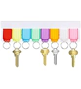 Uniclife Key Tag Rack with 8 Assorted Colors Tags Wall Mounted Key Holder White
