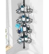 ZUNTO Tension Pole Shower Caddy Corner for Bathroom, Adjustable 25in-114in Floor to Ceiling, Stan...
