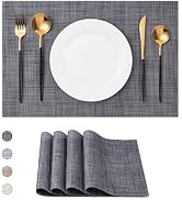 CADONO Placemats Set of 4 Washable Indoor/Outdoor Vinyl Place Mats for Dining Table Durable Non-S...