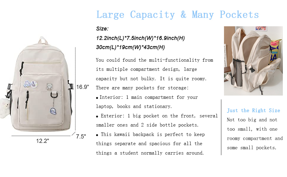 large capacity & many pockets