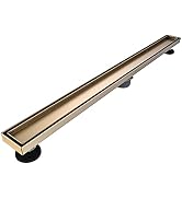 AVSIILE Linear Shower Floor Drain, Brushed Gold 36 Inch 304 Stainless Steel Bathroom Drains Kit, ...