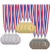IHPUKIDI 12 Pack Gold Award Medals Olympic Style Metal Winner Medals Gold Prizes for Sports, Comp...