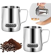 2pcs Milk Frothing Pitcher 20 oz, Stainless Steel Latte Art Pitcher Temp Control Milk Jug Barista...