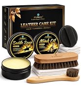Feilove Leather Boot Care Kit Gift Set with Mink Oil, Saddle Soap, Horsehair Brushes, Applicators...