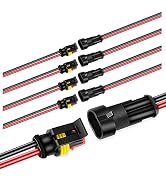 Nilight GA0007 1 2Pin Way 16AWG Waterproof Wire 1.5mm Series Terminal Connector-5 Pack,2 Years Wa...