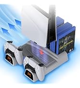 SOTY PS5/Slim/Pro Cooling Stand and Dual Controller Charging Station with RGB Lights ; 11 Game Di...