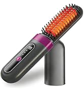 Cordless Hair Straightener Brush - Portable, Fast-Heating Styling Tool with Protective Dust Cover...