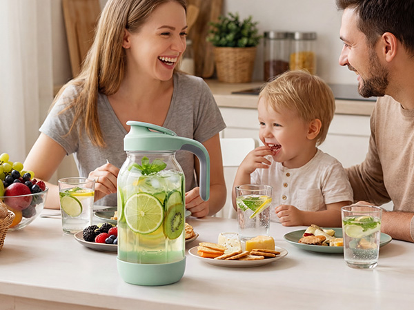 Glass Pitcher with Pour Spout Lid 2 Quart Mason Jar Pitcher