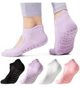 CoolMate Pilates Socks with Grips for Women, Yoga Socks, Crew Non Slip Women for Workout, Barre, ...