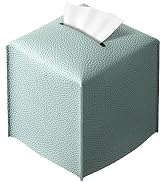 REGELETO Square Tissue Box Cover, Pu Leather Tissue Box Holder with Bottom Belt Modern Stylish Ti...