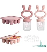WAJIAYON Baby Breastmilk Popsicle Molds & Baby Fruit Feeder (4 Pack), Baby Food Freezer Tray Stor...