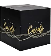 FALIZIFU Black and Gold Card Box for Party 9.8 x 9.8 x 9.8 Inch Large Gift Card Box Holder for We...