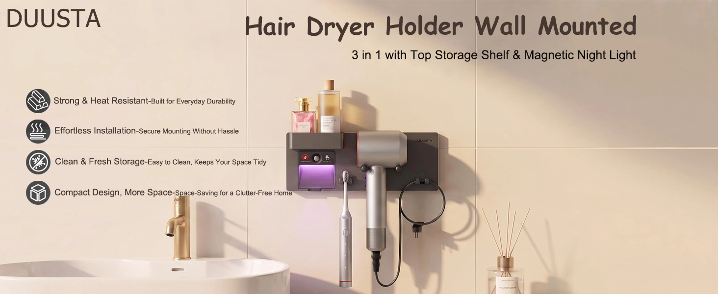 Hair Dryer Holder Wall Mounted