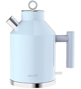 ASCOT Electric Kettle, 1.5L Stainless Steel Interior, Plastic-Free, 1500W Fast Boil, Retro Design...