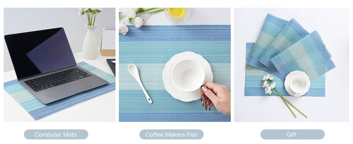 Vinyl Woven Table Mats Wipeable Placemat for Kitchen Dining Table Decoration Indoor Outdoor