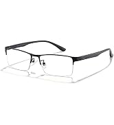 Cyxus Blue Light Glasses for Men Semi Rim Glasses Crystal Lens Rimless Glasses Computer Glasses U...