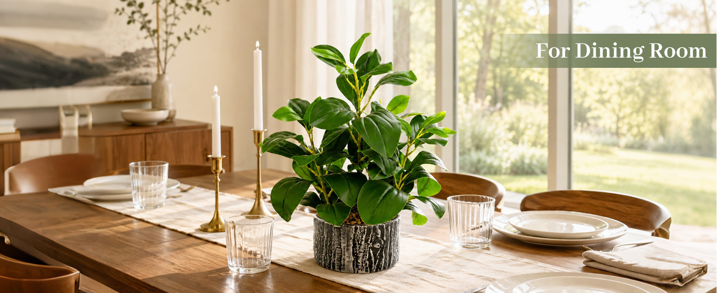 artificial green potted plant dining room table decor