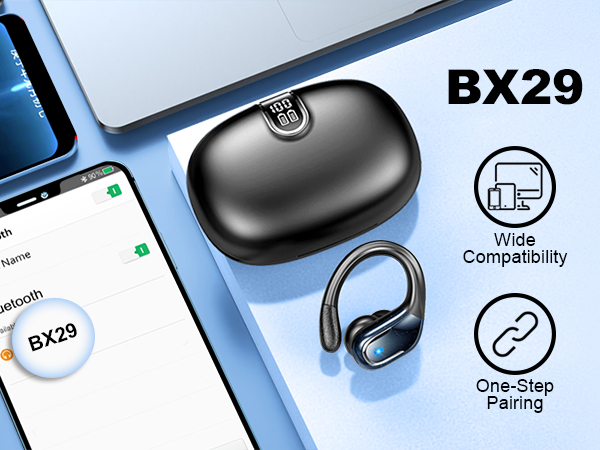 Text reads 'BX29'. Series of images showing a black electronic or tech device from different angles with interface or button elements visible.