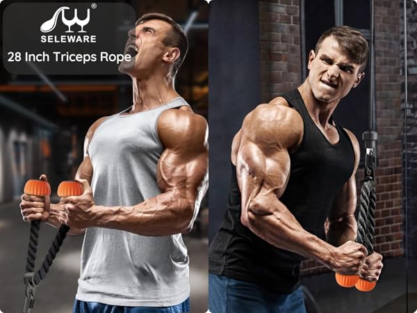 SELEWARE Triceps Rope with Non-Slip Soft Rubber Ends