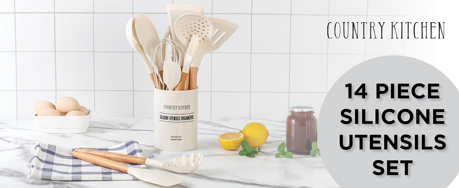 14 PIECE UTENSILS SET WITH HOLDER