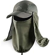 ELLEWIN Fishing Hat Sun Cap UPF 50+ Outdoor Hiking Hat with Removable Mesh Face Neck Flap Cover W...
