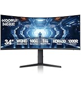 KOORUI 34-inch Curved Ultrawide WQHD 3440×1440 Gaming Monitor, 180Hz 1000R- PIP/PBP, 1ms(MPRT), H...