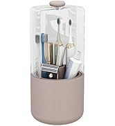 YOOLENS Toothbrush Holder with Cover 360 Rotating 4 Compartments Bathroom Toothpaste Electric Too...