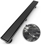 WEBANG 24 Inch Shower Linear Black Drain Rectangular Floor Drain with Accessories Reversible 2-in...