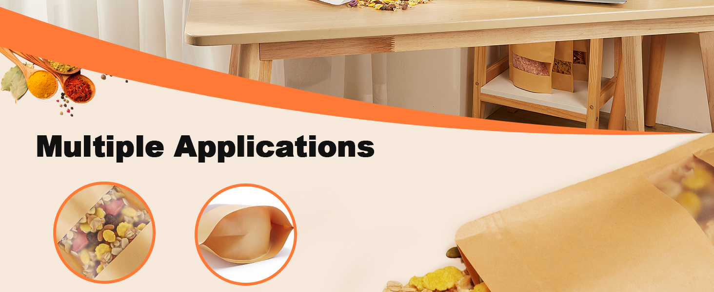 Kraft Stand Up Pouches with Matte Windonw