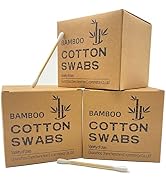 XL Bamboo Cotton Swabs 900ct, Natural Cotton Buds with Larger Tips for Personal Care,3 pack Organ...