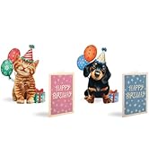 Freshcut Paper Pop Up Cards, Mini Birthday Puppy & Kitten, 6 Inch Mini Sized 3D Pet Gifts, Popup ...
