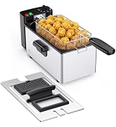 NEWBULIG Deep Fryer with Basket, 3 Liter Electric Deep Fryer with 1500W Power, Adjustable Tempera...