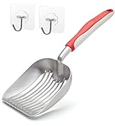 QUALIALL Fast Metal Cat Scoop, No Shaking, Solid Clumping Cat Litter Scooper with Holder, a Fun M...
