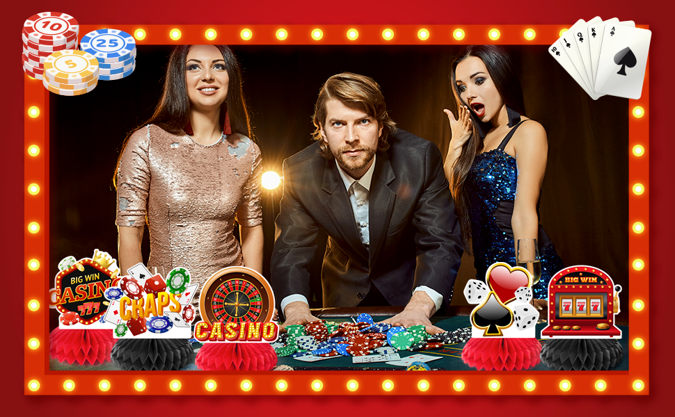 casino theme honeycomb centerpieces