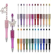 24 Pcs Rhinestone Beadable Pens Bulk Glitter Ballpoint Diamond Beaded Pens DIY Craft Beaded Pen M...